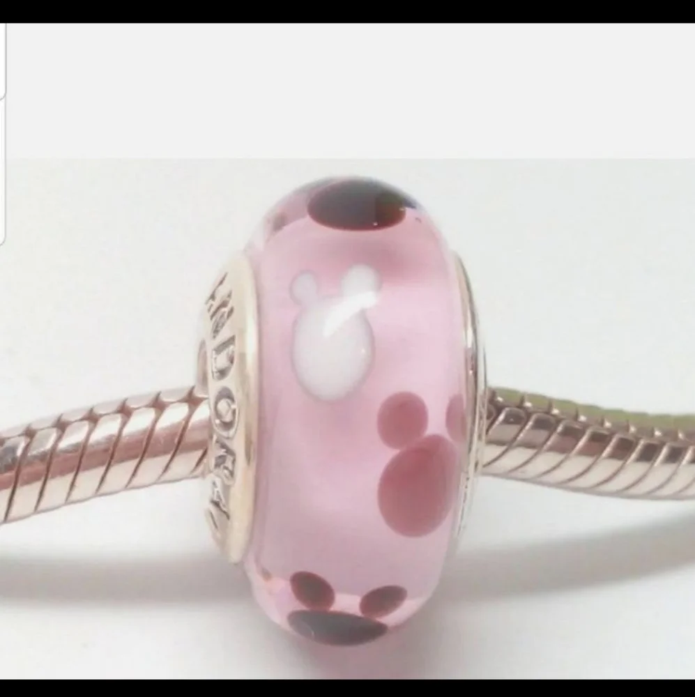Retired Pandora Disney, Mickey Mouse Icon Pink Murano Glass Parks Last One